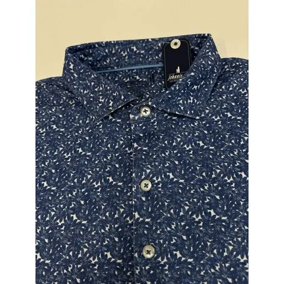 NWT Johnnie-O Bali Floral Printed Jersey Performance Polo Lake Blue LARGE $98 - Picture 2 of 7